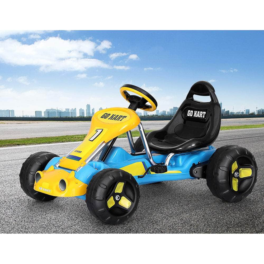 Kids Pedal Go Kart Ride On Toys Racing Car Plastic Tyre Black/Blue