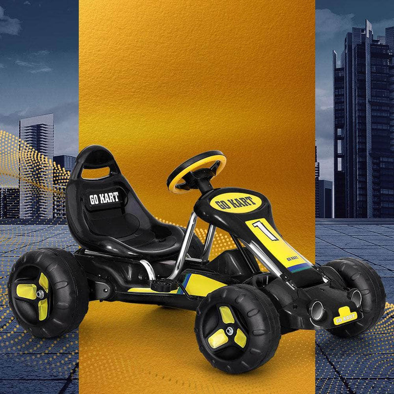 Kids Pedal Go Kart Ride On Toys Racing Car Plastic Tyre Black/Blue with Plastic finish