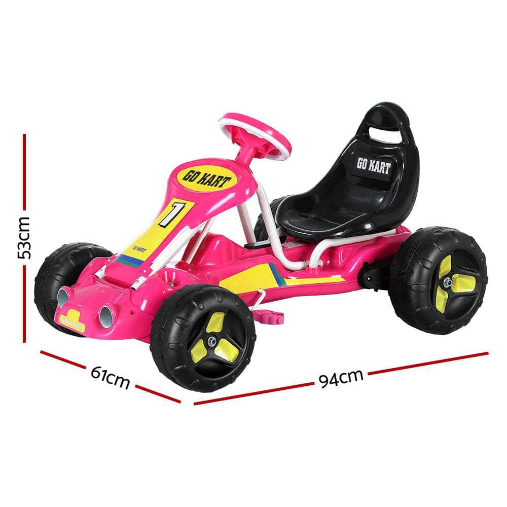 Pink colour - Kids Pedal Go Kart Ride On Toys Racing Car Plastic Tyre Pink