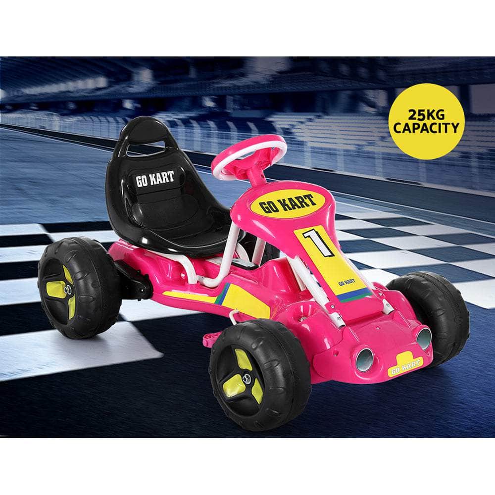Ride On Cars - Kids Pedal Go Kart Ride On Toys Racing Car Plastic Tyre Pink