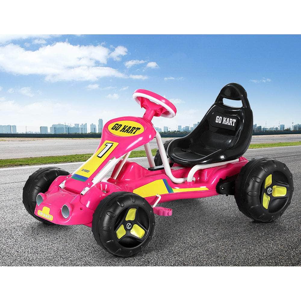 Plastic finish - Kids Pedal Go Kart Ride On Toys Racing Car Plastic Tyre Pink