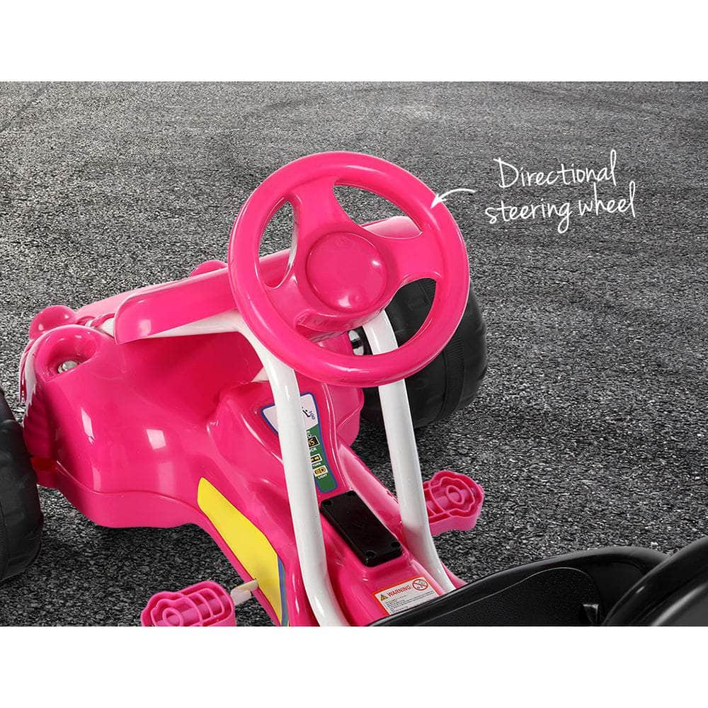 Kids Pedal Go Kart Ride On Toys Racing Car Plastic Tyre Pink | Ride On Cars