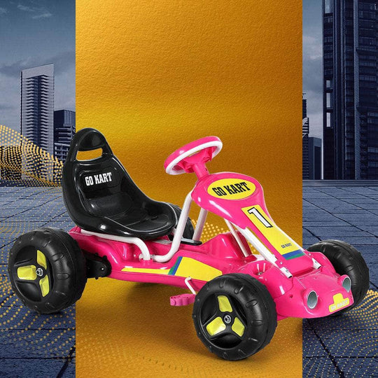 Kids Pedal Go Kart Ride On Toys Racing Car Plastic Tyre Pink | Pink colour