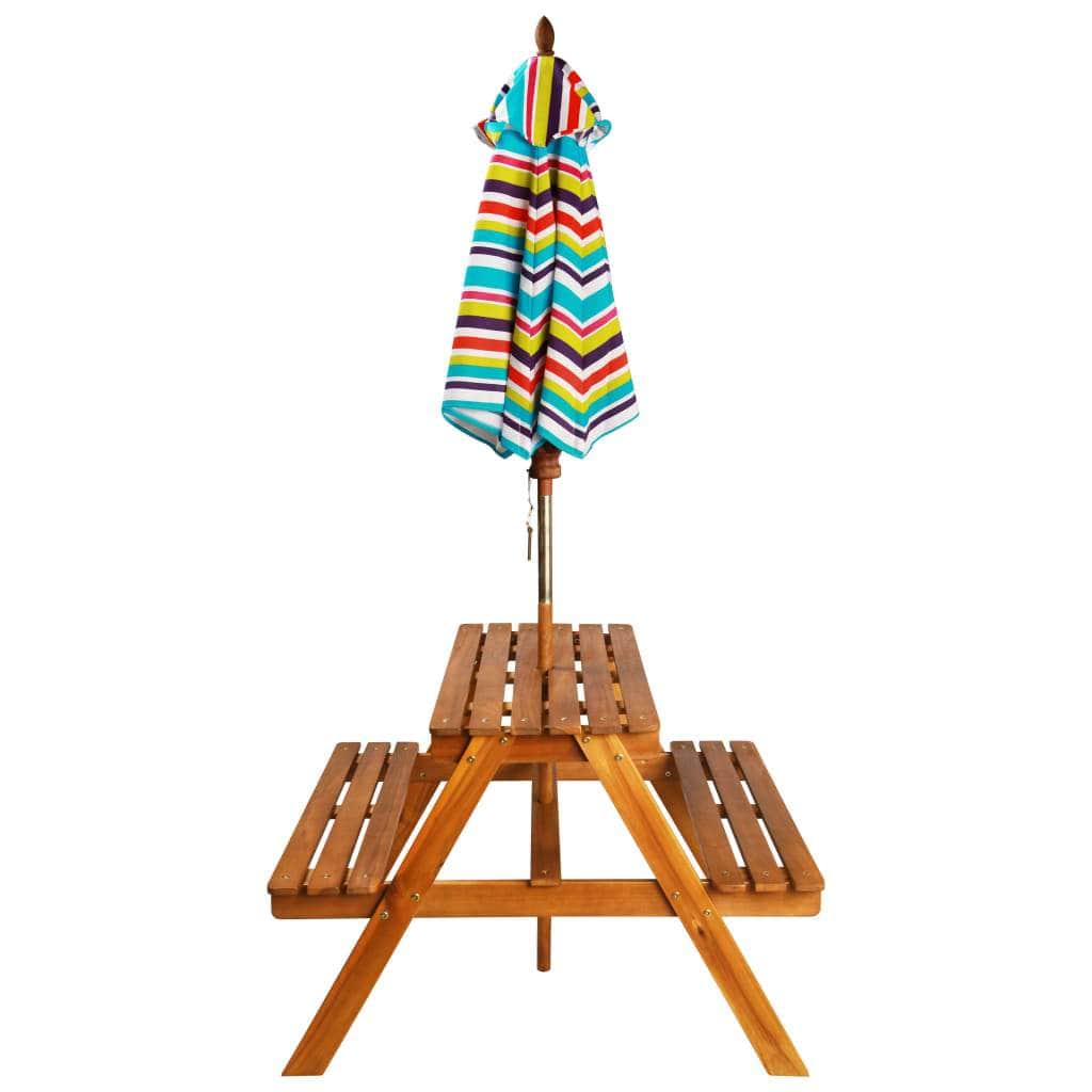 Kids Picnic Table with Parasol Solid Acacia Wood - Simple deals