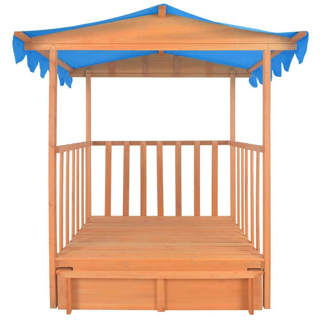 Kids Playhouse with Sandbox Wood Blue