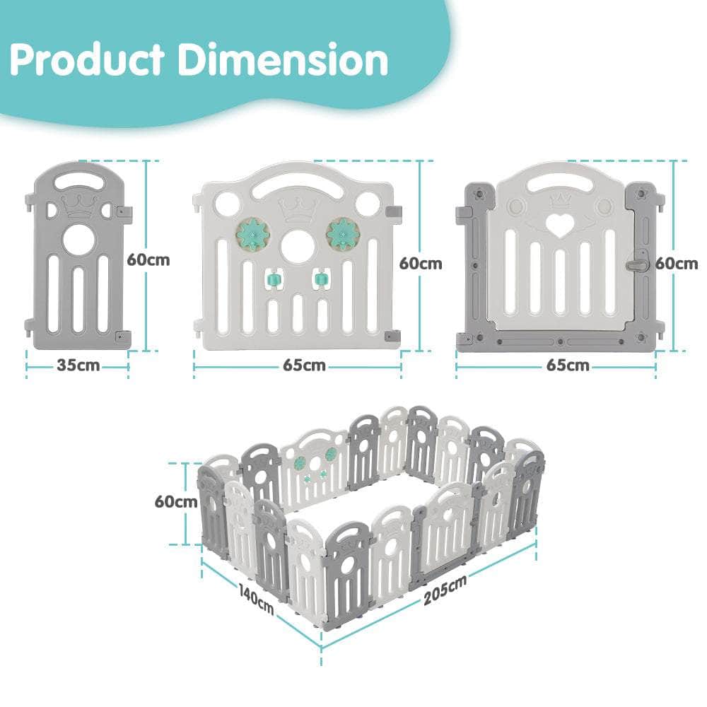 Kids Playpen Baby Safety Gate Toddler Fence 18 Panels Grey