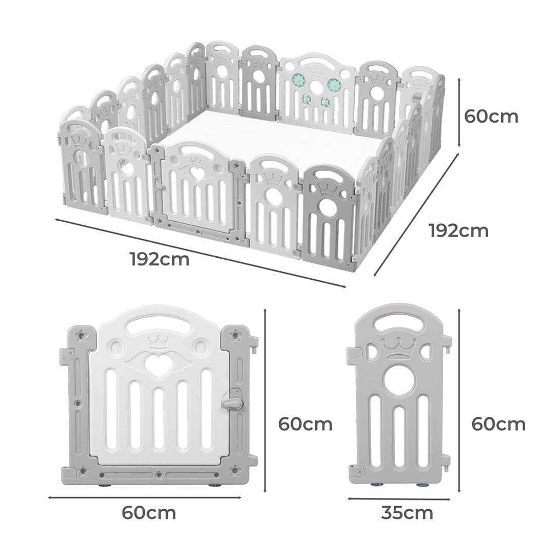 Kids Playpen Ensure Baby Safety with Toddler Fence- 22 Grey
