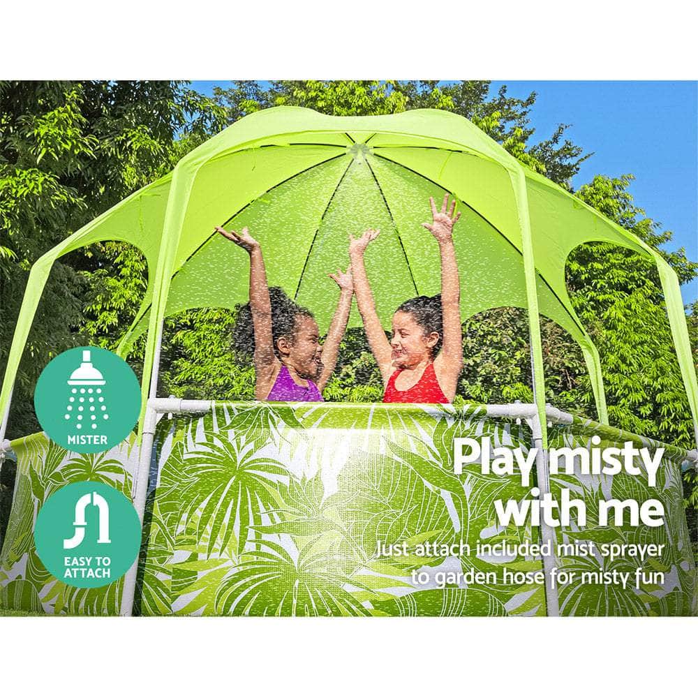 Kids Pool 244X51Cm Steel Frame Swimming Play Pools Canopy 1688L