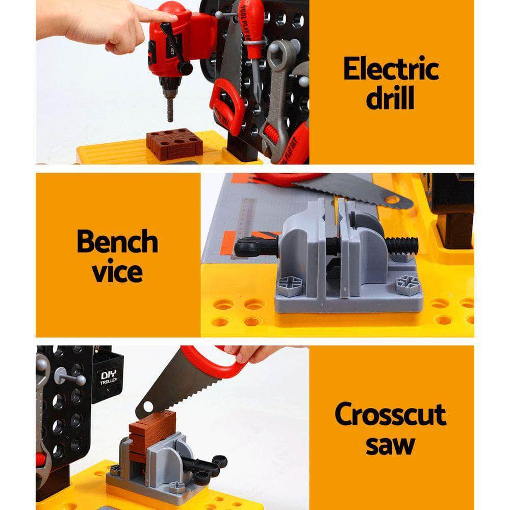 Kids Pretend Play Set Workbench Tools 54pcs Builder Work Childrens Toys