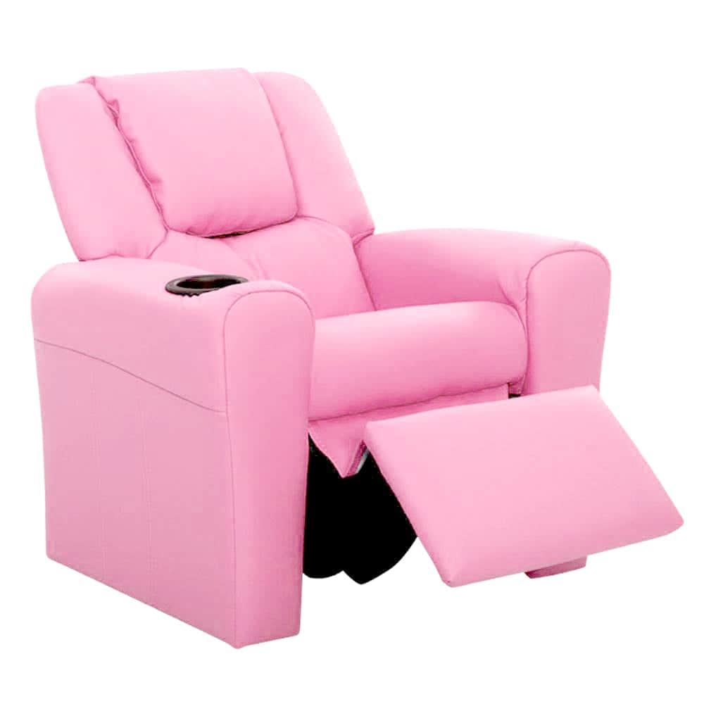 Kids Recliner Chair Pu Leather Sofa Lounge Couch Children Armchair Pink