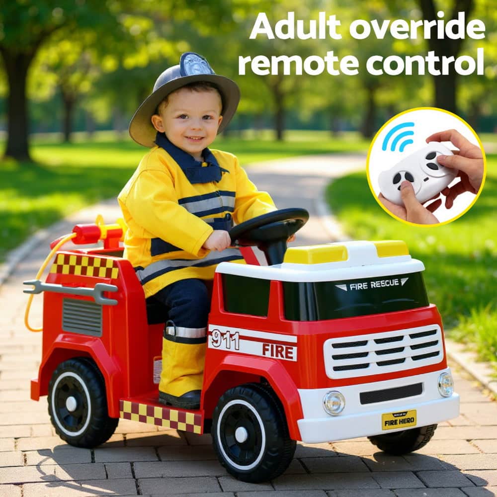 Kids Ride On Car Electric Fire Engine Fighting Truck with Water Gun Music