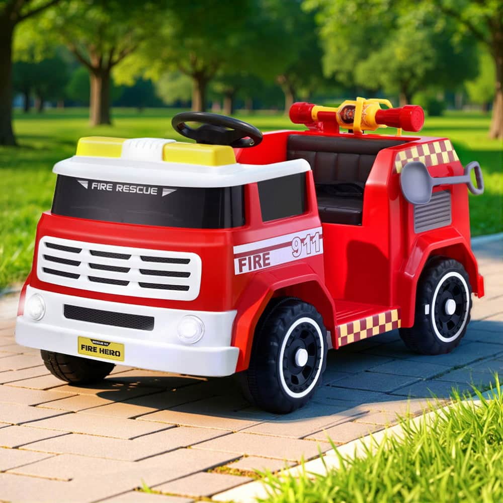 Kids Ride On Car Electric Fire Engine Fighting Truck with Water Gun Music