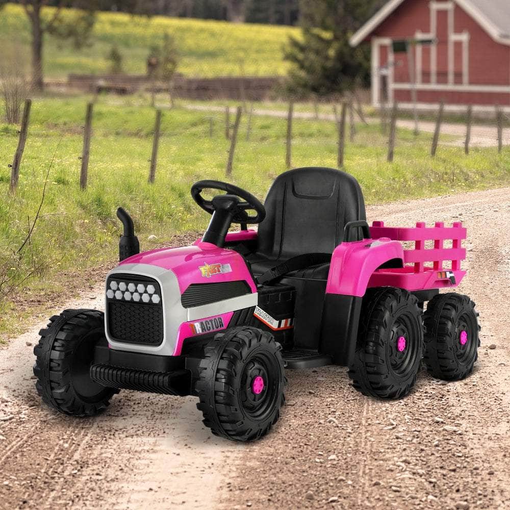 Kids Ride On Car Tractor 12V Toys Remote Control Green/Pink