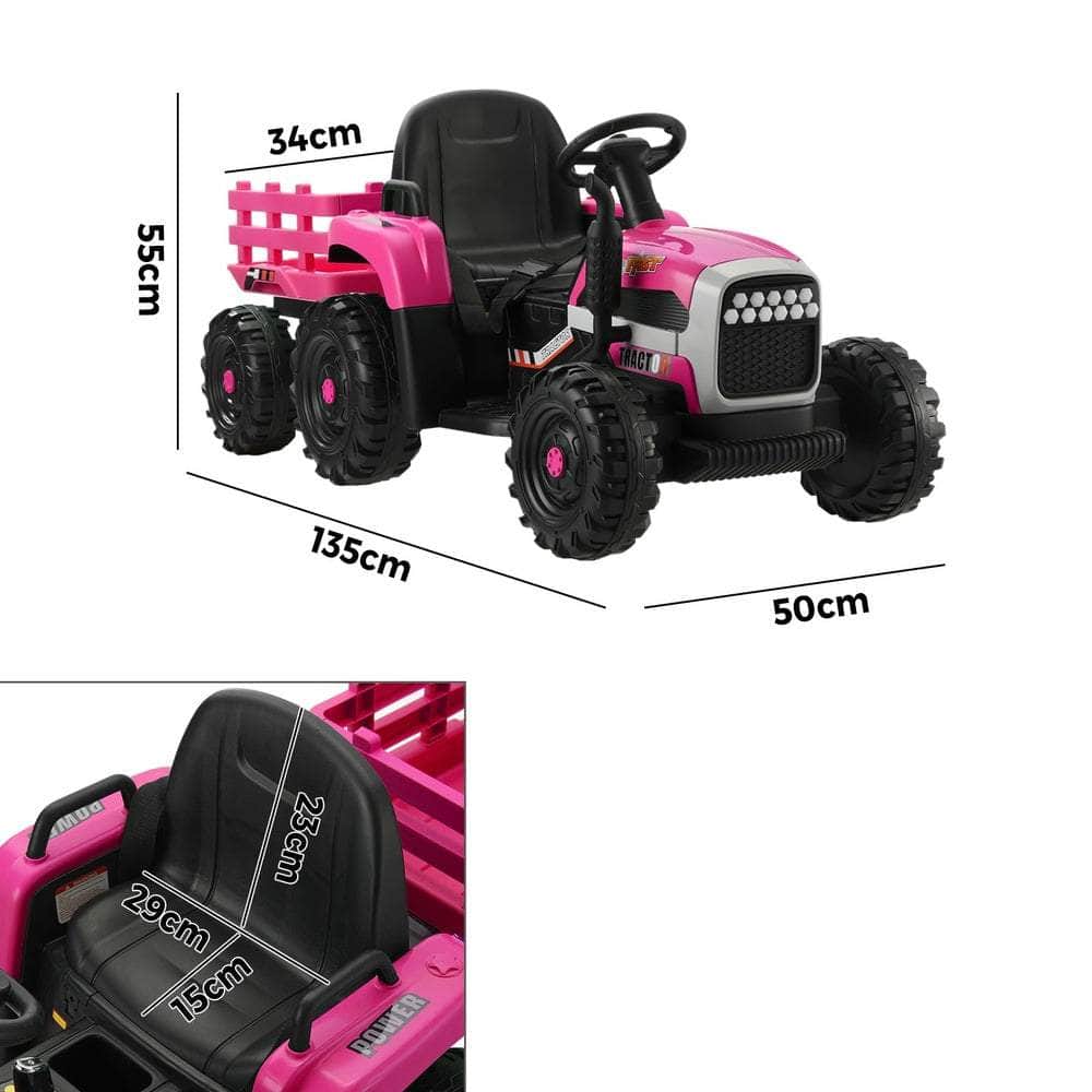 Kids Ride On Car Tractor 12V Toys Remote Control Green/Pink