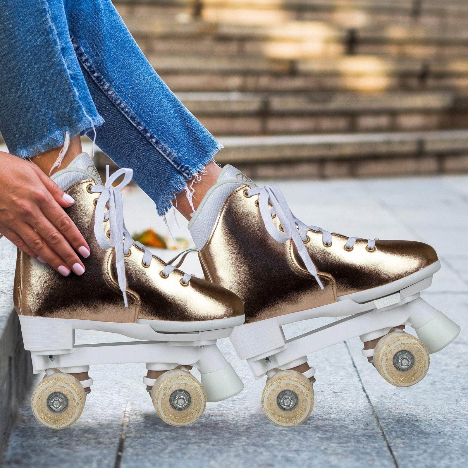 fitness other - Adjustable Quad Kids Roller Skates - Metallic Rose Gold - photo 11