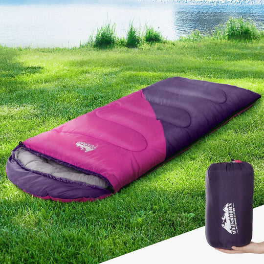 Sleeping Bag Kids Single 172Cm Thermal Camping Hiking Pink, Single
