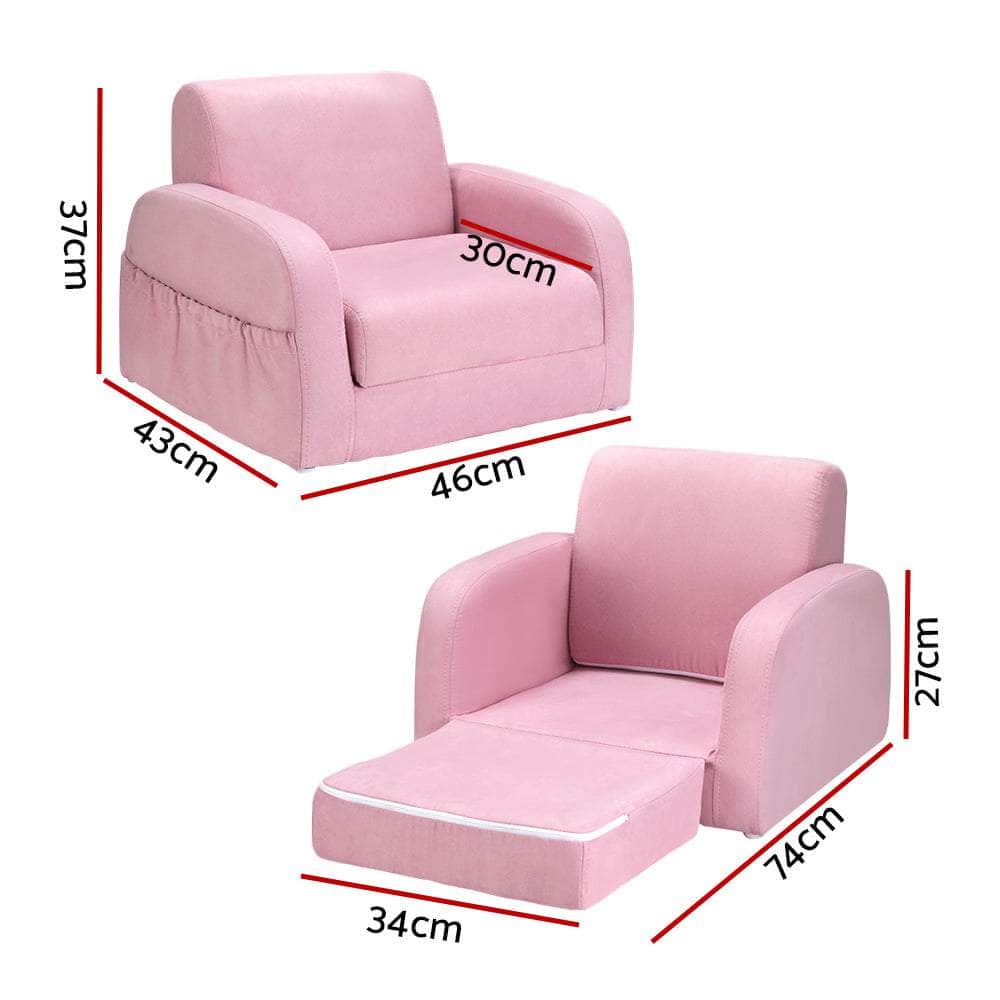 Kids Sofa 2 Seater Children Flip Open Couch Lounger Armchair Soft