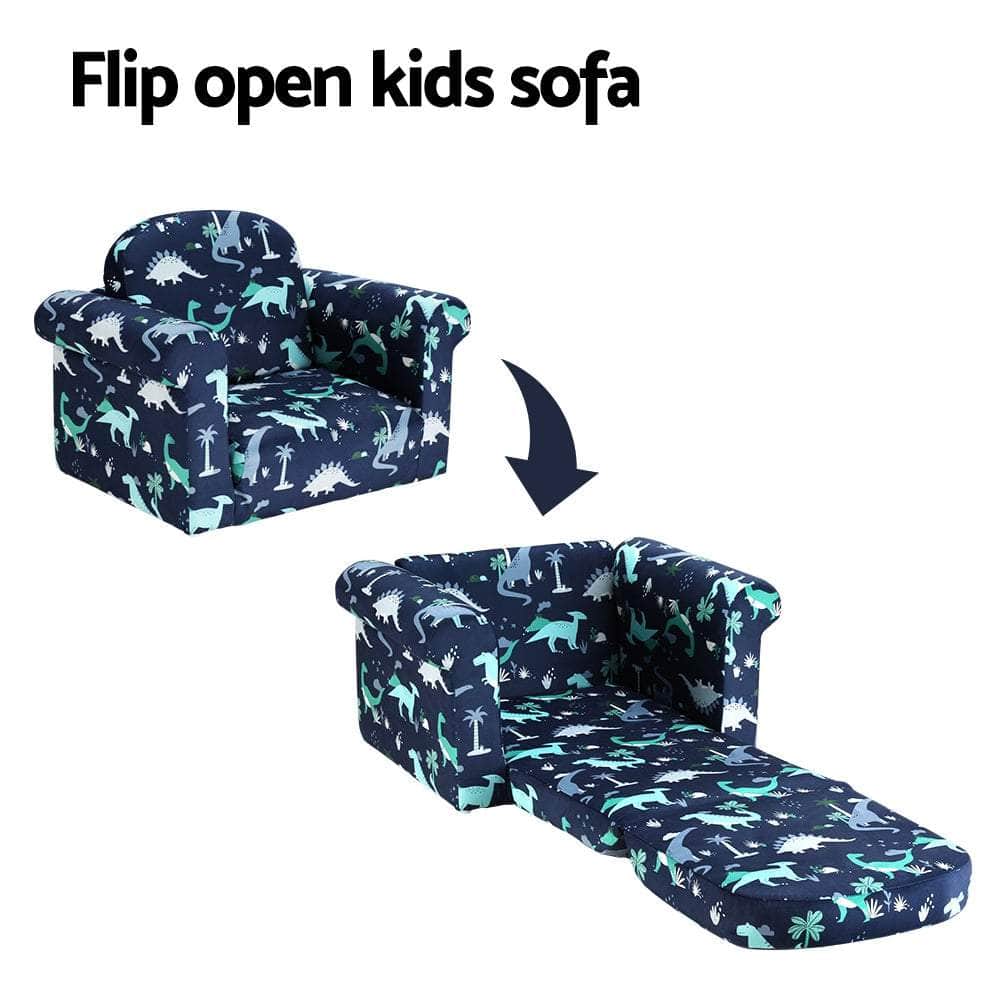 Kids Sofa 2 Seater Children Flip Open Couch Lounger Armchair Soft