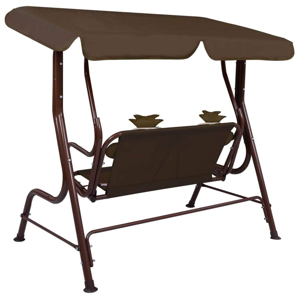 Kids Swing Bench Brown Fabric
