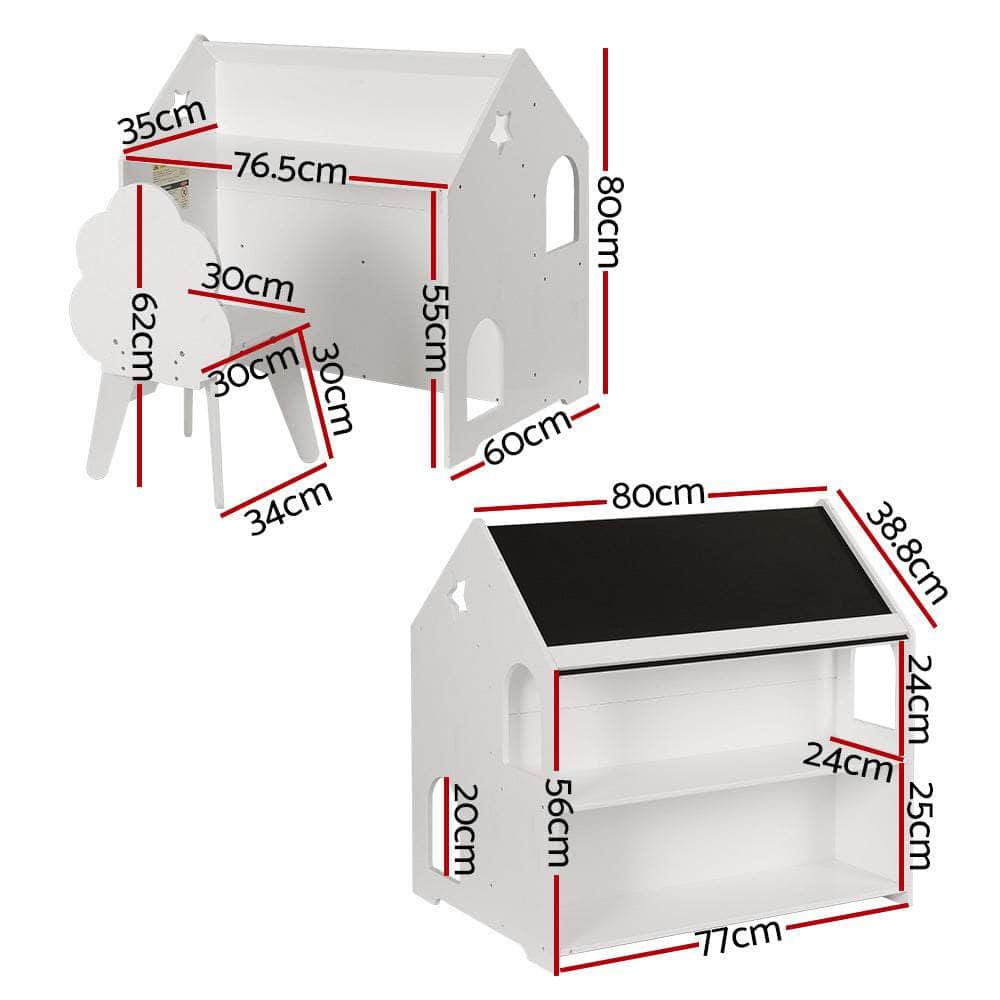 Kids Table and Chairs Set Activity Chalkboard Play Study Toys Storage Desk
