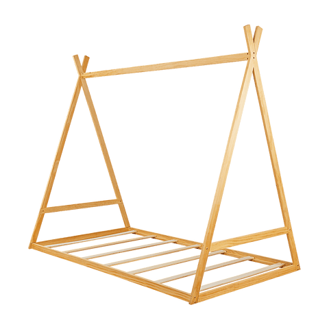 Kids Tent Montessori Toddler Floor Bed Wooden Bedframe Slat Support