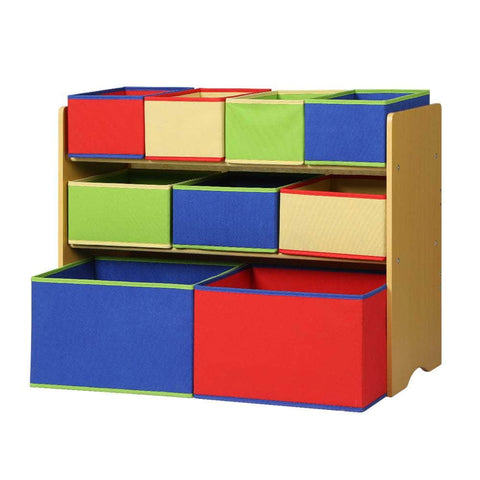 Kids Toy Box 9 Bins Storage Children Room Organiser Cabinet Display 3 Tier