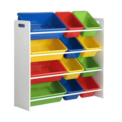 Kids Toy Box Organiser 12 Bins Display Shelf Storage Rack Drawer