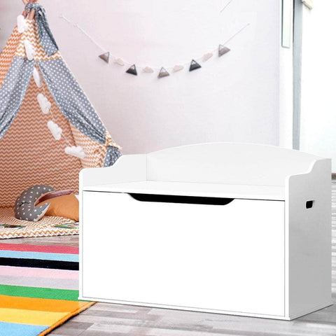 Kids Toy Box Storage Cabinet Chest Blanket Children Clothes Organiser White