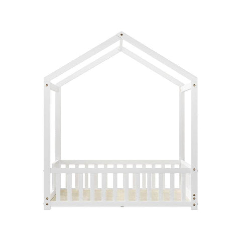 Kids Wooden Bed Frame House Beds Platform Double White Timber Pine