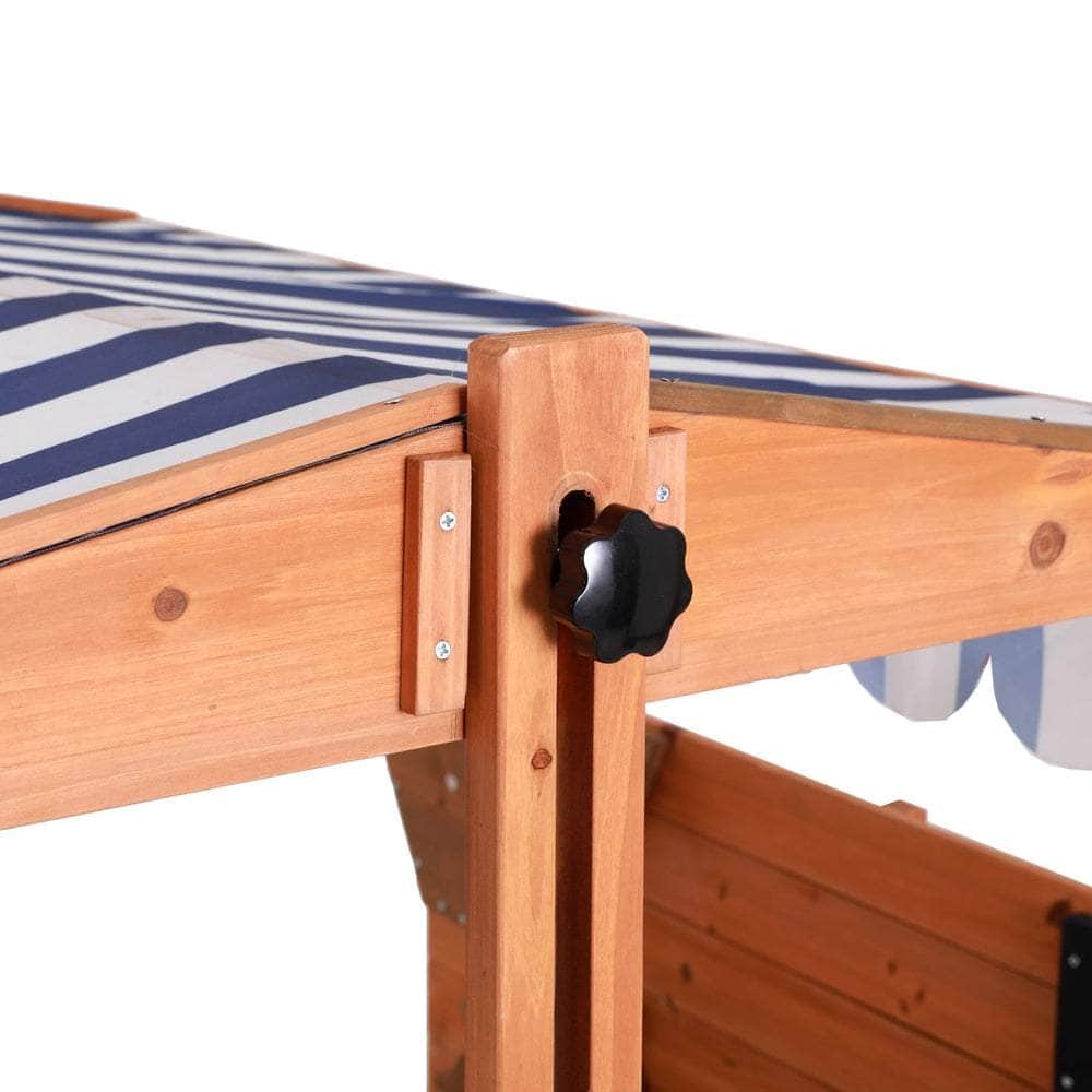 Kids Wooden Sandpit Canopy Sandbox w/ Cover 110cm