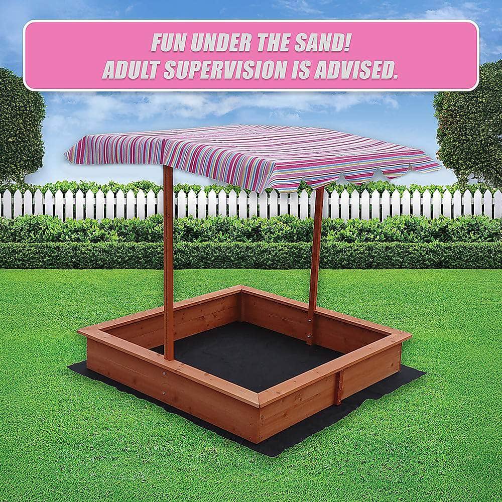 Kids Wooden Toy Sandpit With Adjustable Canopy