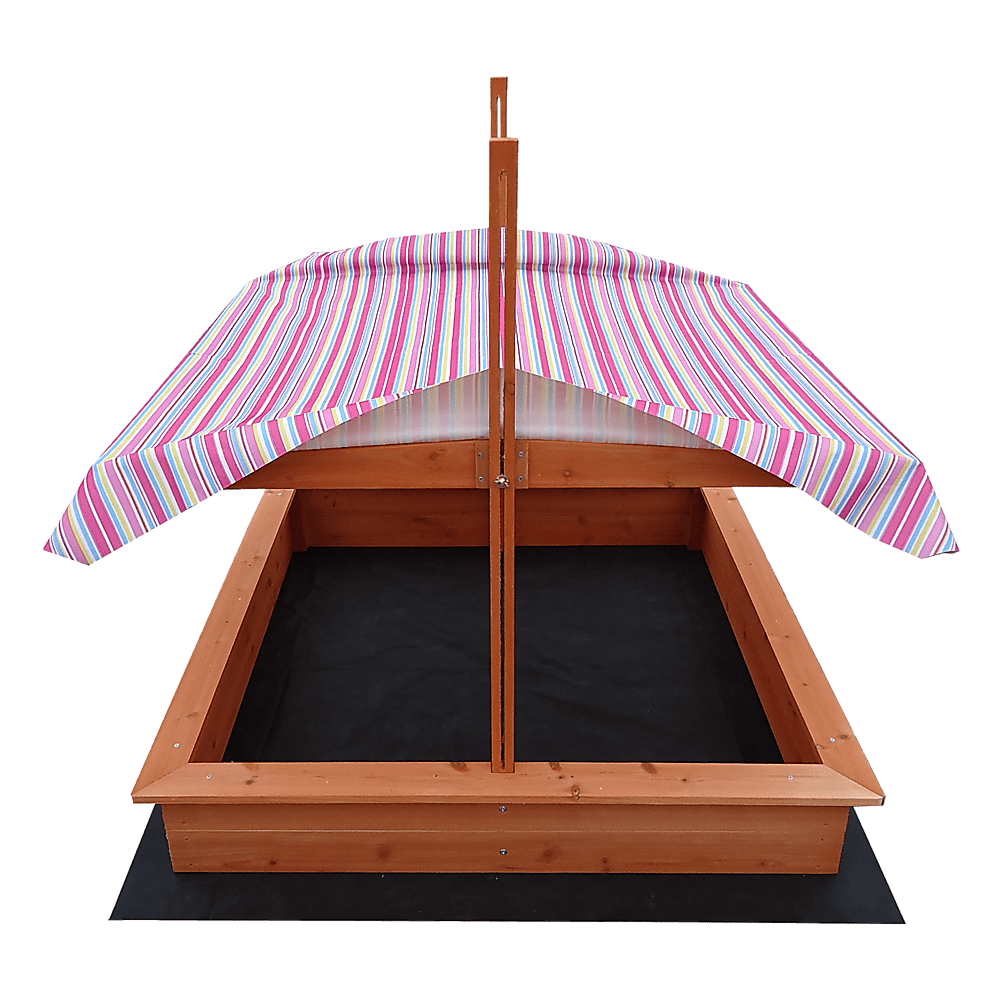 Kids Wooden Toy Sandpit With Adjustable Canopy