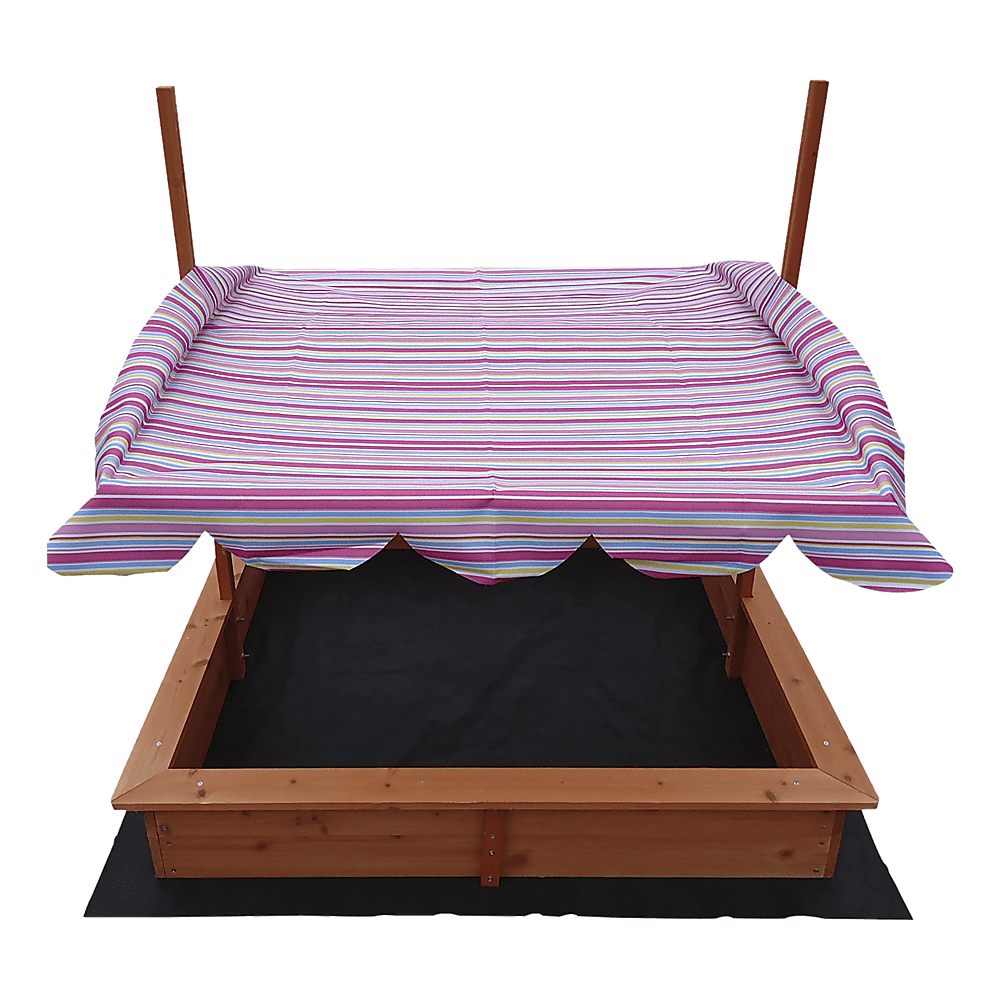 Kids Wooden Toy Sandpit With Adjustable Canopy