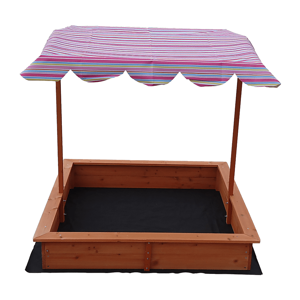 Kids Wooden Toy Sandpit With Adjustable Canopy
