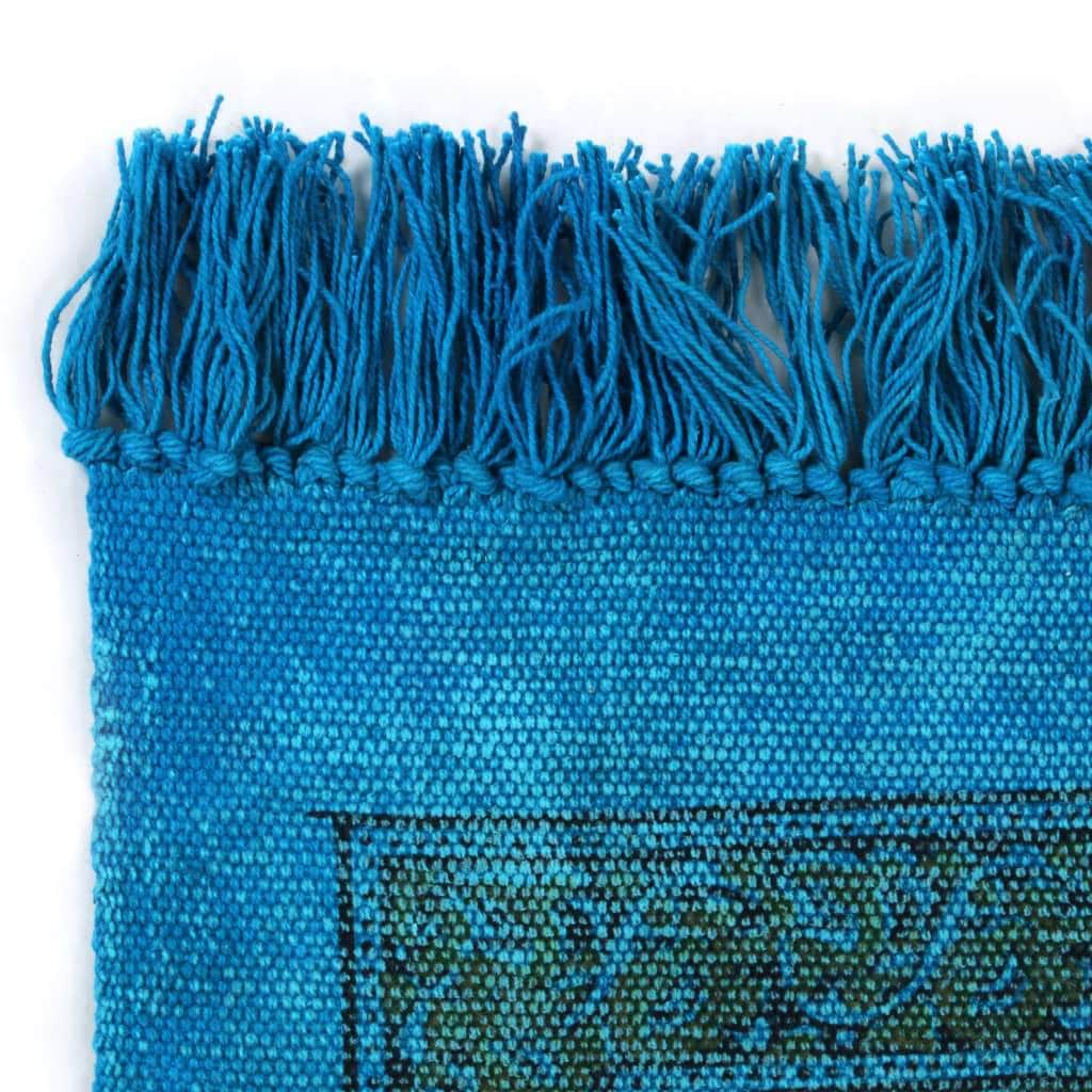 Kilim Rug Cotton with Pattern Turquoise
