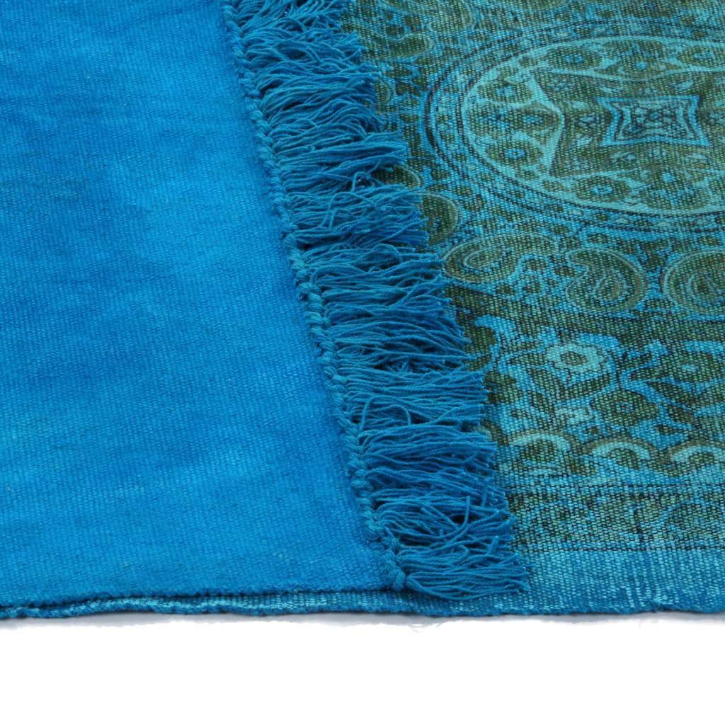 Kilim Rug Cotton with Pattern Turquoise