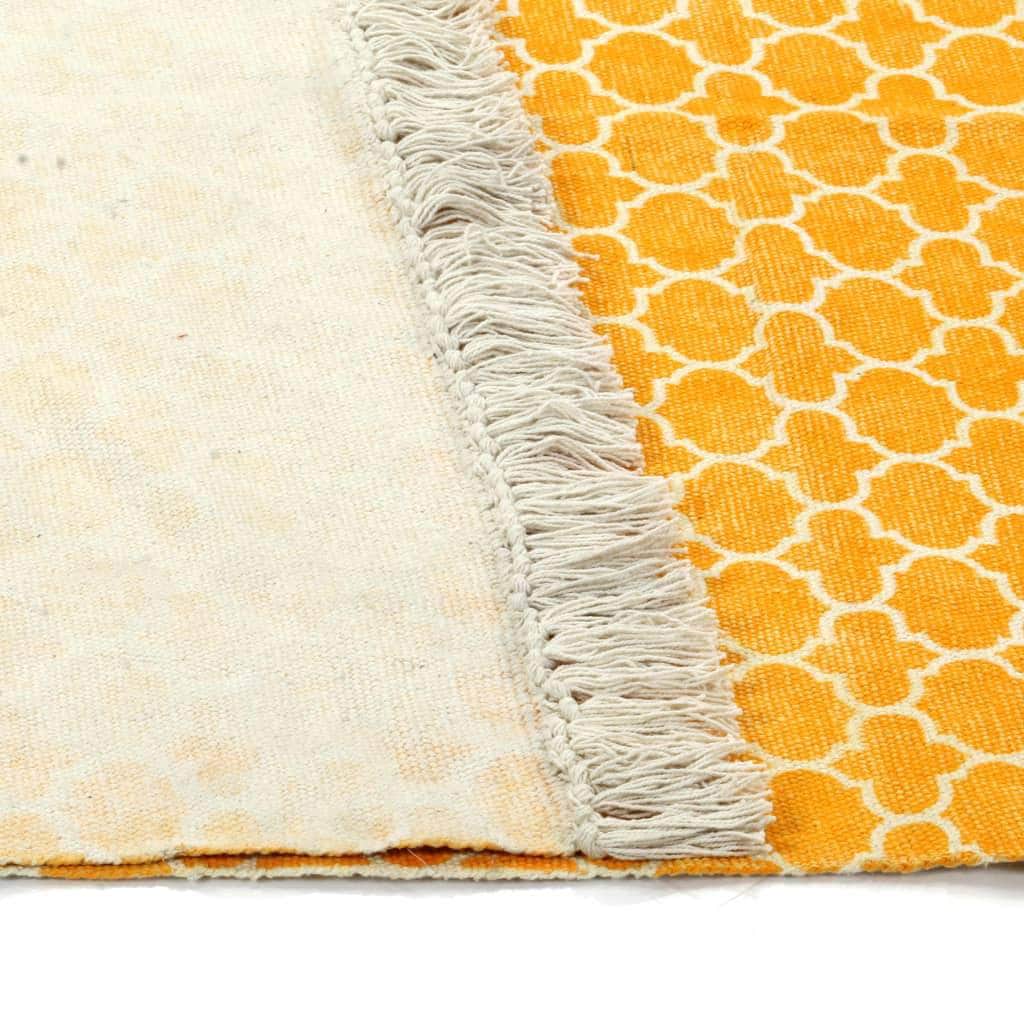 Kilim Rug Cotton with Pattern Yellow