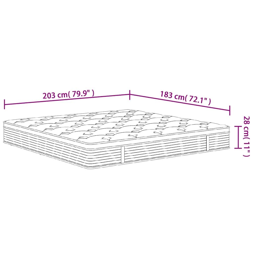 King 28cm Medium Pocket Spring Mattress Fabric Foam Isolation Pad Support