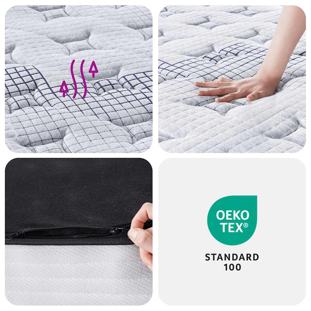 King 28cm Medium Pocket Spring Mattress Fabric Foam Isolation Pad Support