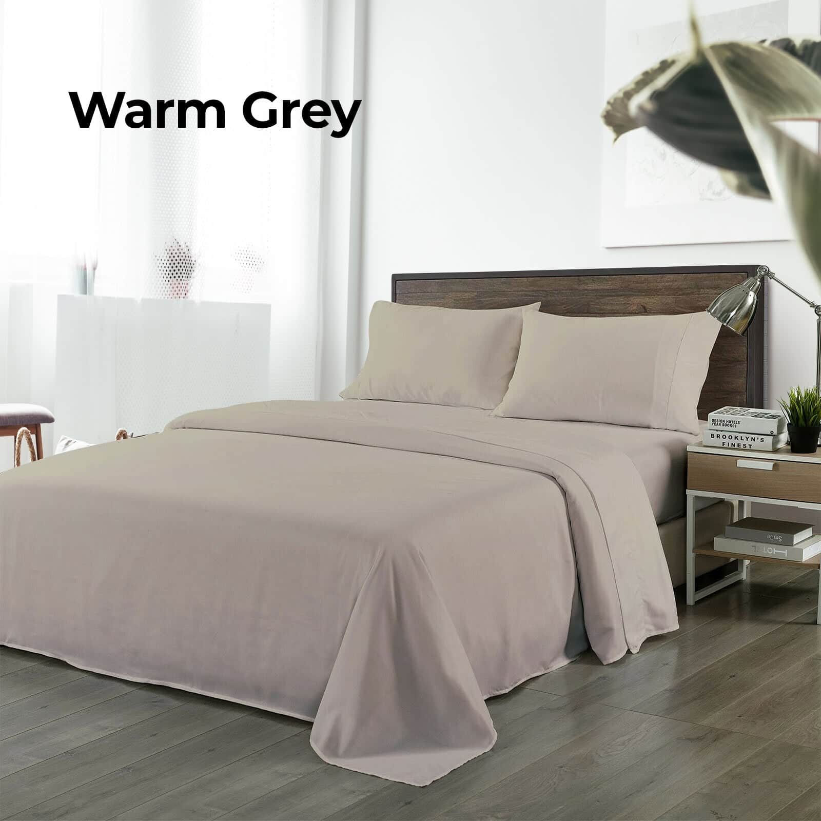 King Bamboo Sheet Set Warm Grey Soft Cooling Bed Linen