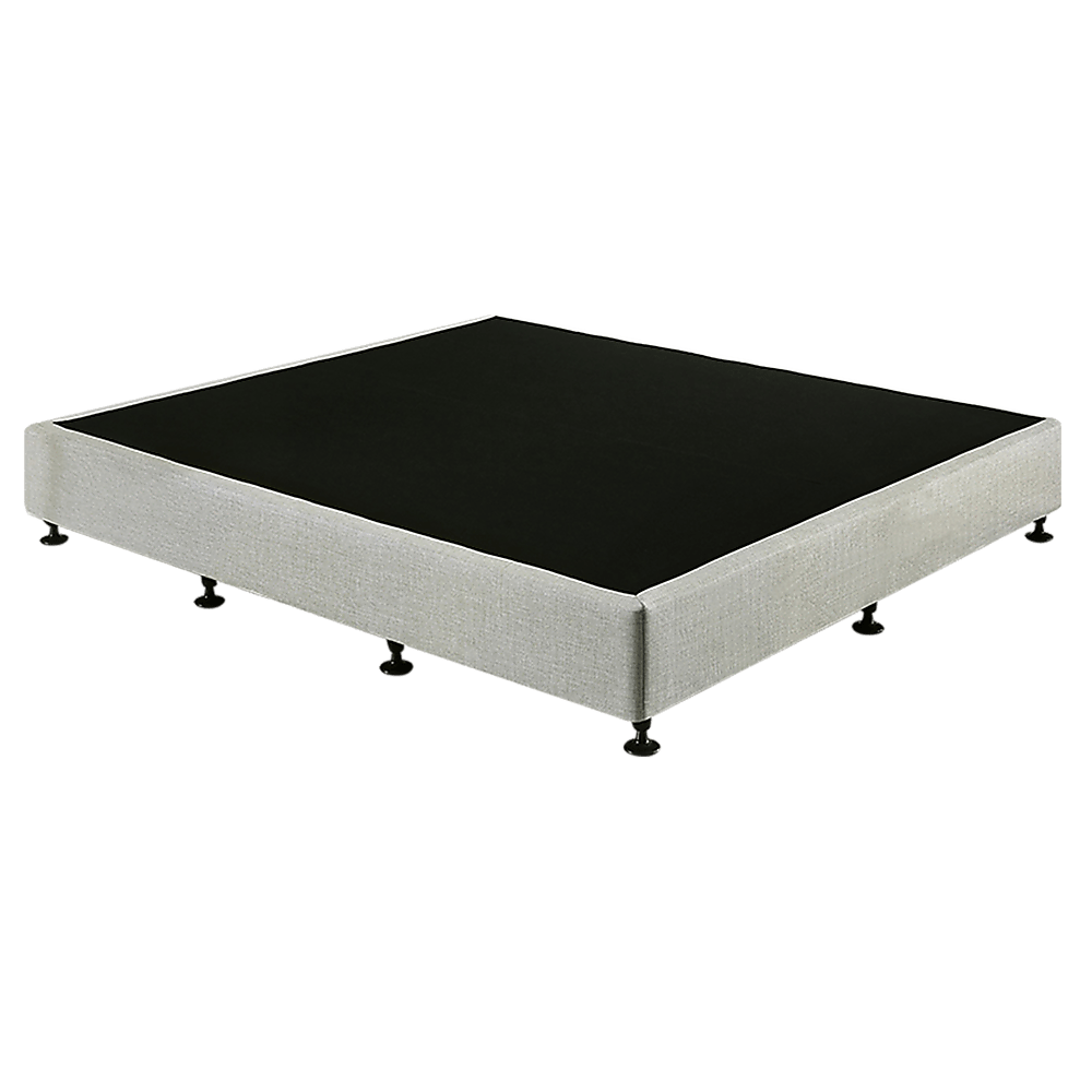 King Ensemble Bed Base Platinum Light Grey Linen Fabric
