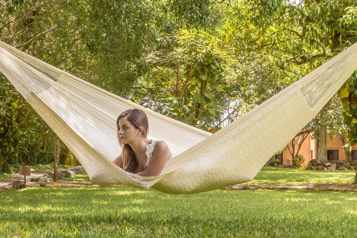 King Plus Size Nylon Mexican Hammock in Cream Colour