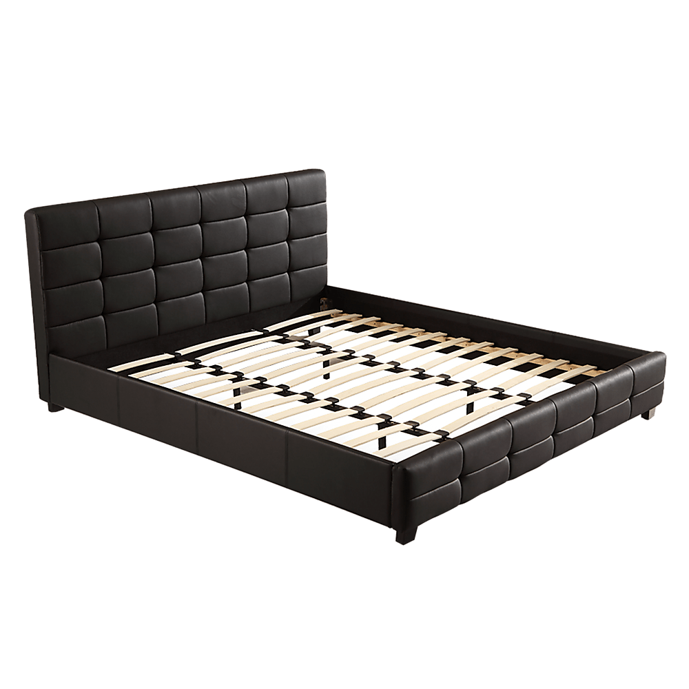 King PU Leather Deluxe Bed Frame Black