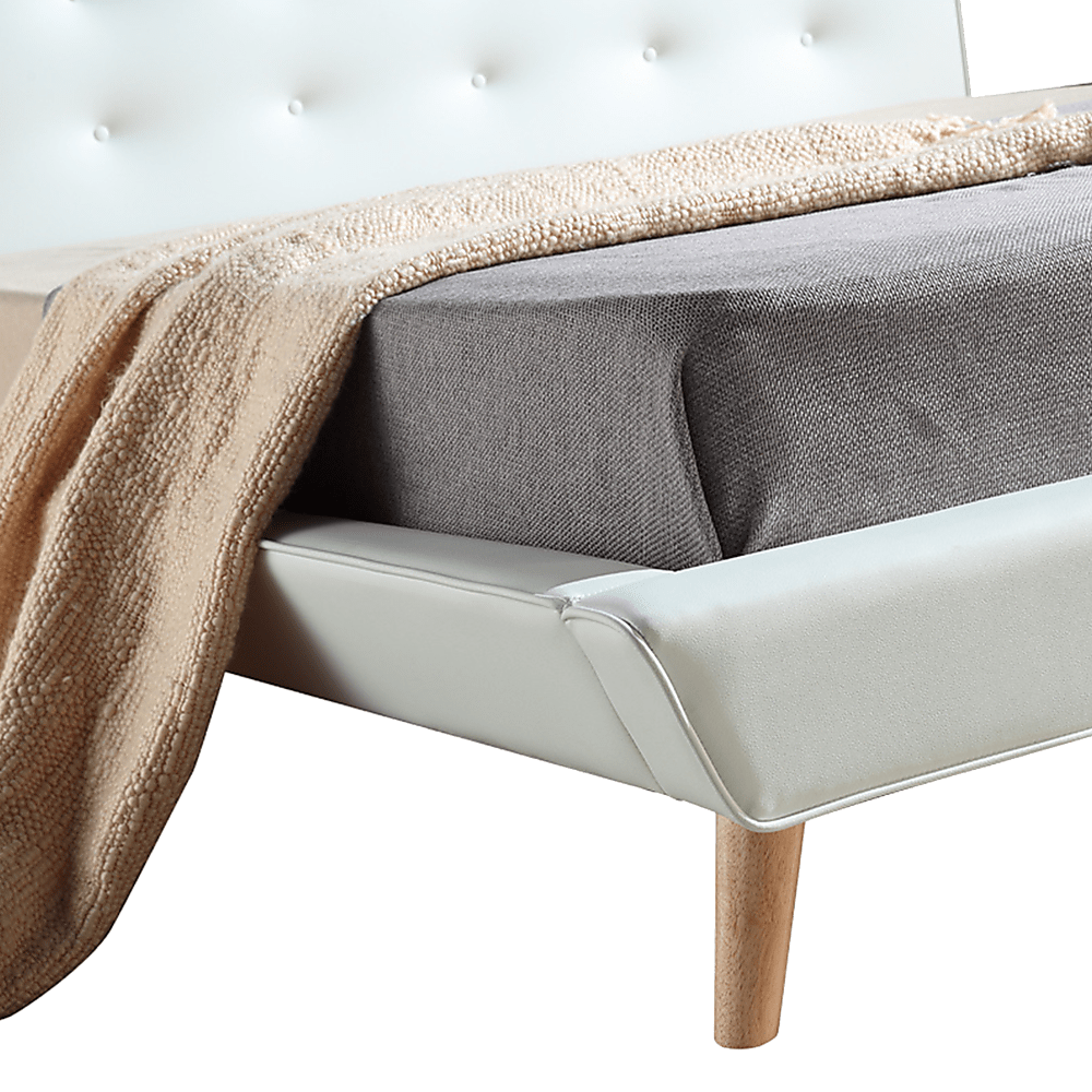 King Pu Leather Deluxe Bed Frame White