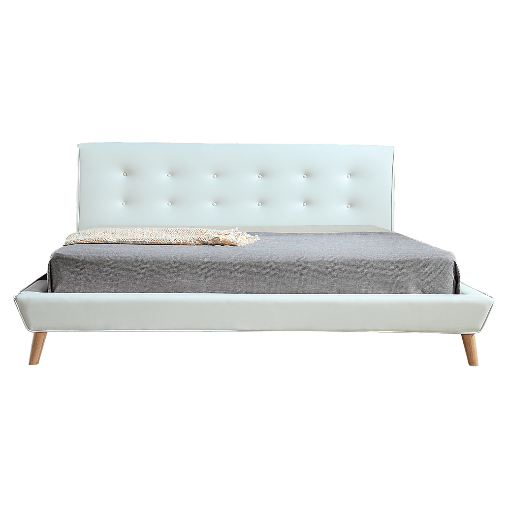 King Pu Leather Deluxe Bed Frame White