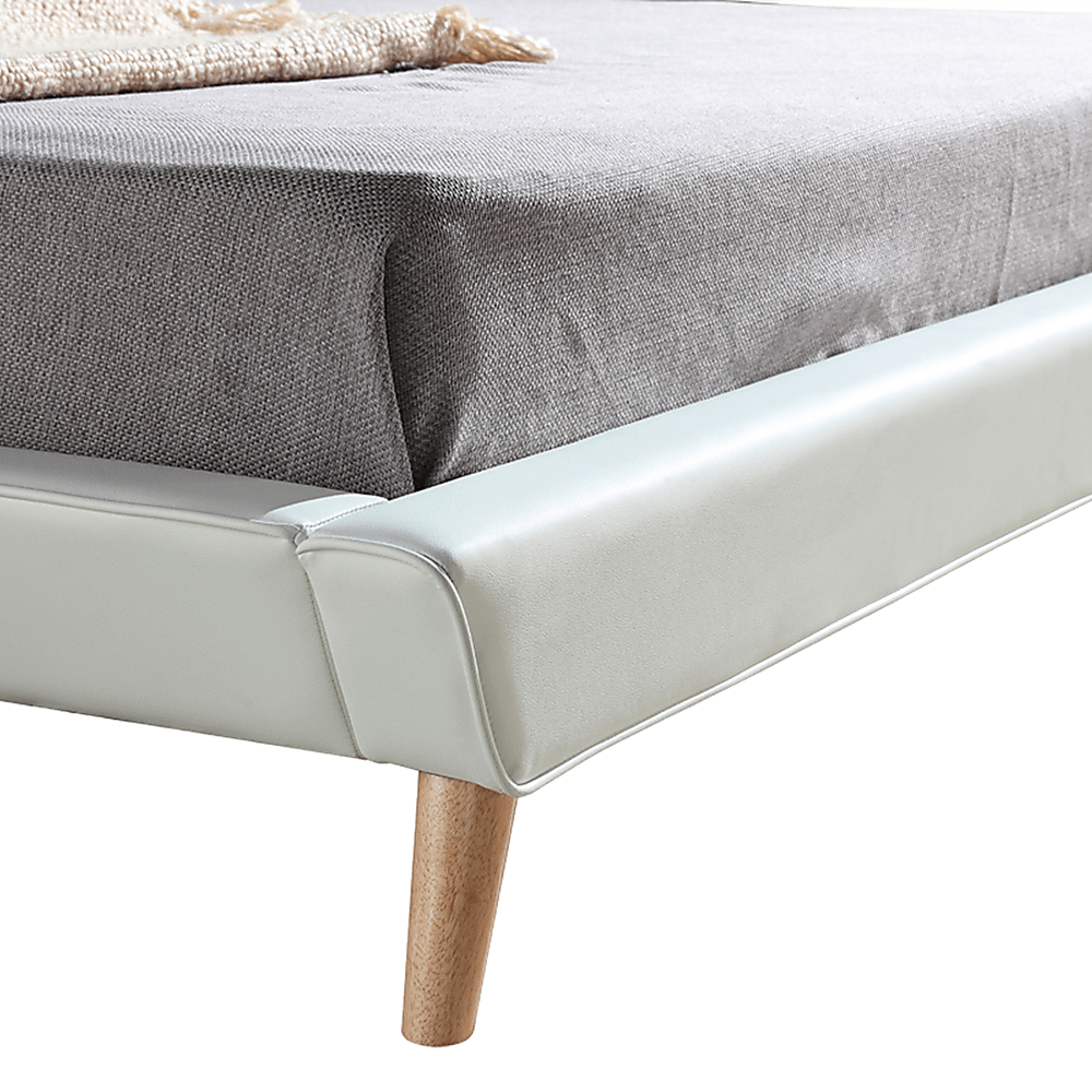 King Pu Leather Deluxe Bed Frame White