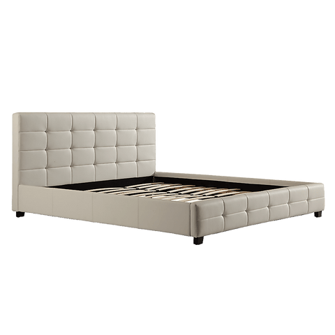 King Pu Leather Deluxe Bed Frame White