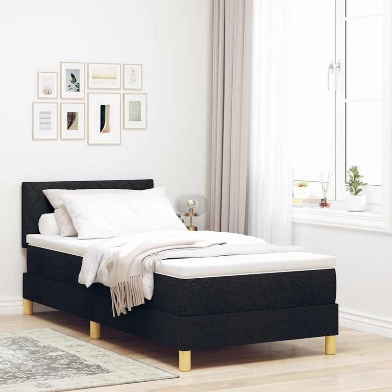 KS Bed in Black and White Fabric with Adjustable Headboard