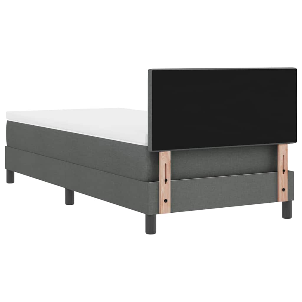 King Single Box Bed with Dark Grey and White Fabric Mattress