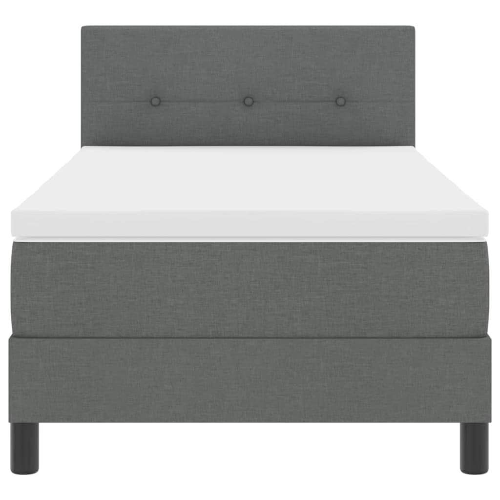 King Single Box Bed with Dark Grey and White Fabric Mattress